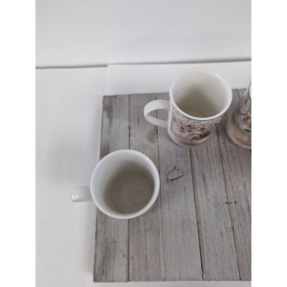 American Atelier Set Of 4 Floral Jardin Porcelain 10 oz Mugs Cups - Picture 5 of 10